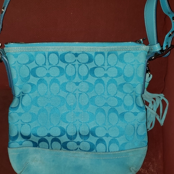 Genuine turquoise coach bag, worn once - Picture 1 of 3